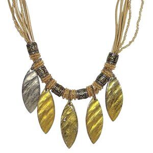 Avenue Multi Strand Seed Beads Boho Leaf Dangles Necklace